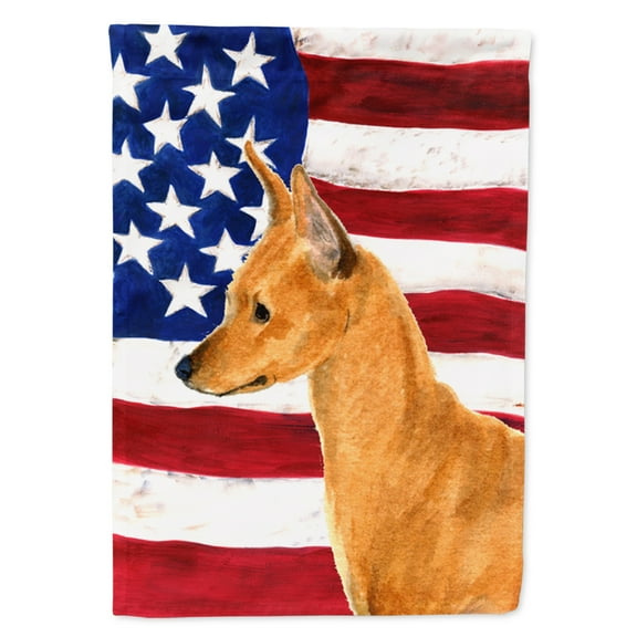 Carolines Treasures SS4222-FLAG-PARENT USA American Flag with Min Pin Flag  multicolor