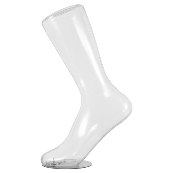WEUVEB Transparent Plastic Foot Mannequin with Magnetic Base for Sock Display and Lightweight Retail Presentation