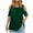 Green, variant on Womens Cold Shoulder Tops Plus Size Casual Solid Color Tunic Short Sleeve T-Shirt Cotton Summer Crew Neck Loose Blouses (Pink 4XL)