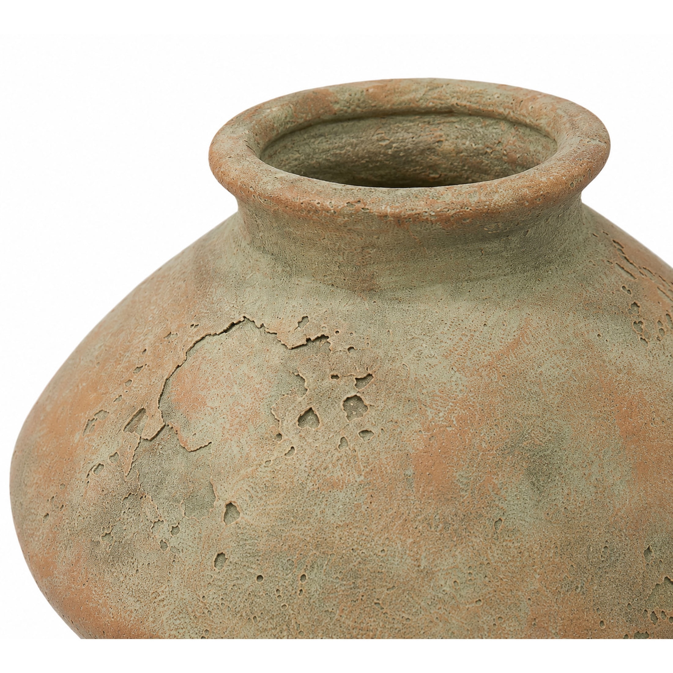 DecMode 7" Antique Style Textured Beige Ceramic Vase