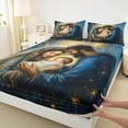 thumbnail image 3 of Manfei Merry Christmas Full Size Sheets,Gold Glitter Print Bed Sheets,Oil Painting Artistic Sheet Sets For Boy Girl,Luxury Bedroom Decor,4pcs, 3 of 7