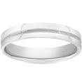 thumbnail image 1 of Mens 10k White Gold 4mm Flat Band High Polished Milgrain Accent Wedding Ring, 1 of 2