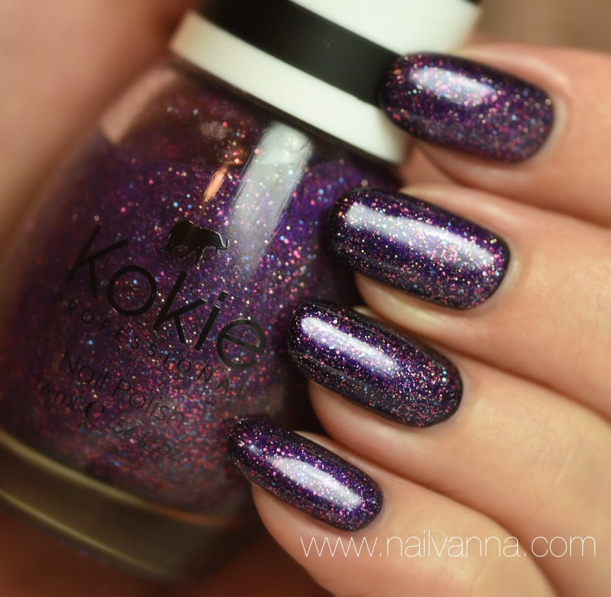 Kokie Professional Glitter Nail Polish "It's a Date" Purple, 0.54 fl oz