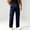 Dark Blue, variant on Mens Patch Pocket Cargo Pants Sevevn White Drawstring Elastic Waist Contrast Stitch Patch Pockets Flap Pockets Straight Leg Trousers for Casual Work Daily Wear