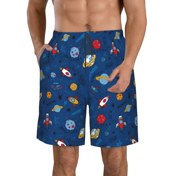 Balery Space Traje de Baño Estilo Hawaiano para Hombre, Shorts de Secado Rápido con Bolsillos-Medium