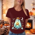 thumbnail image 2 of CFXNMZGR Tshirt Women Halloween Teacher Shirts for Women Groovy Read More Books Ghost T-Shirt Short Sleeve Halloween Party Tee Tops (Wine,S), 2 of 6