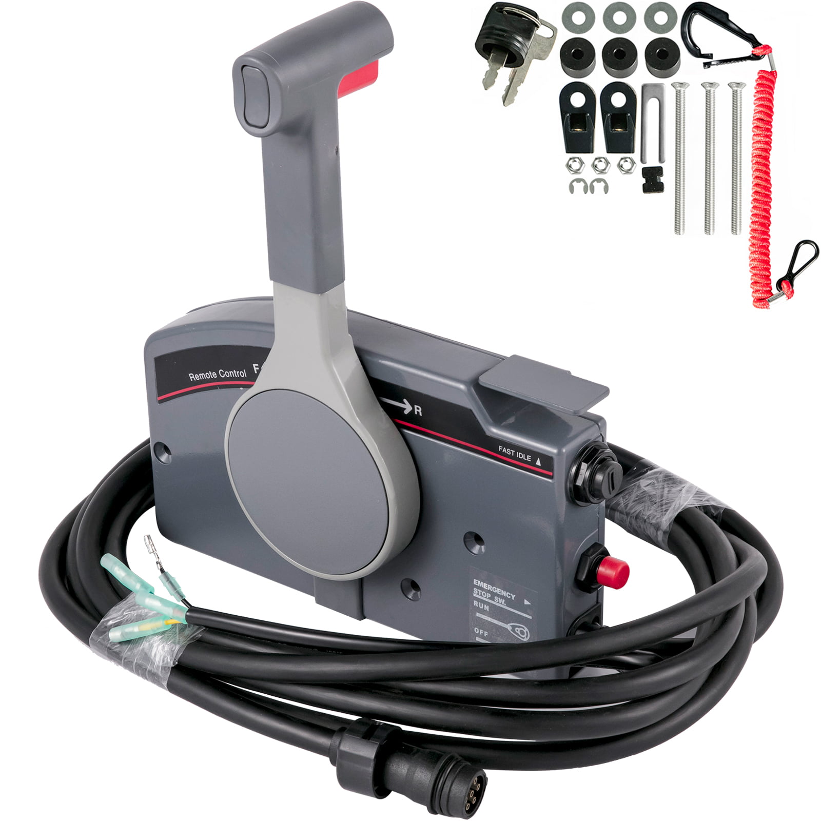 VEVOR Outboard Remote Control Box Adjustable Throttle Friction Side Mount Outboard Motor for 703 Yamaha Outboards Push Throttle 10 Pin Cable 16 Feet Harness OEM 703-48205-16-00