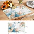 thumbnail image 6 of Beach Coastal Placemats Set of 4 Summer Nautical Coral Shell Botanical Place Mats Indoor Wipeable Table Mats Washable Cloth Dining Table Placemats for Kitchen Holiday Party Home Decor 13x19 Inch, 6 of 9