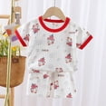 thumbnail image 2 of CAUYDY 6-12M 12-18M 18-24M Infant Toddler Baby Summer Kids Outfit Pajama Set 2-Piece Casual Graphic T-Shirt & Comfy Shorts 2T 3T 4T Child Loungewear (Sizes 18-24 Months,H3-Red), 2 of 6