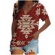 thumbnail image 1 of Tops de impresión de manga corta de ocio con cuello en V de moda para mujer Fridja  bn7073, 1 of 5
