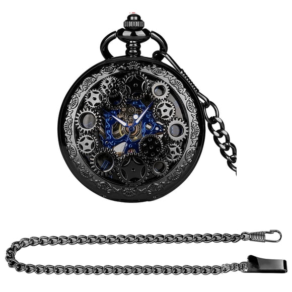 Classic Black Mechanical Pocket Watch with Roman Numerals Vintage Style for Special Occasions