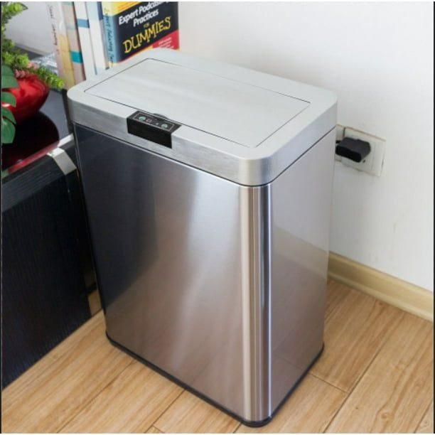 Ktaxon 13 Gallon Trash Can Touchless Sensor Garbage Bin With Lid For Home Kitchen Living Room Stainless Steel Walmart Com Walmart Com