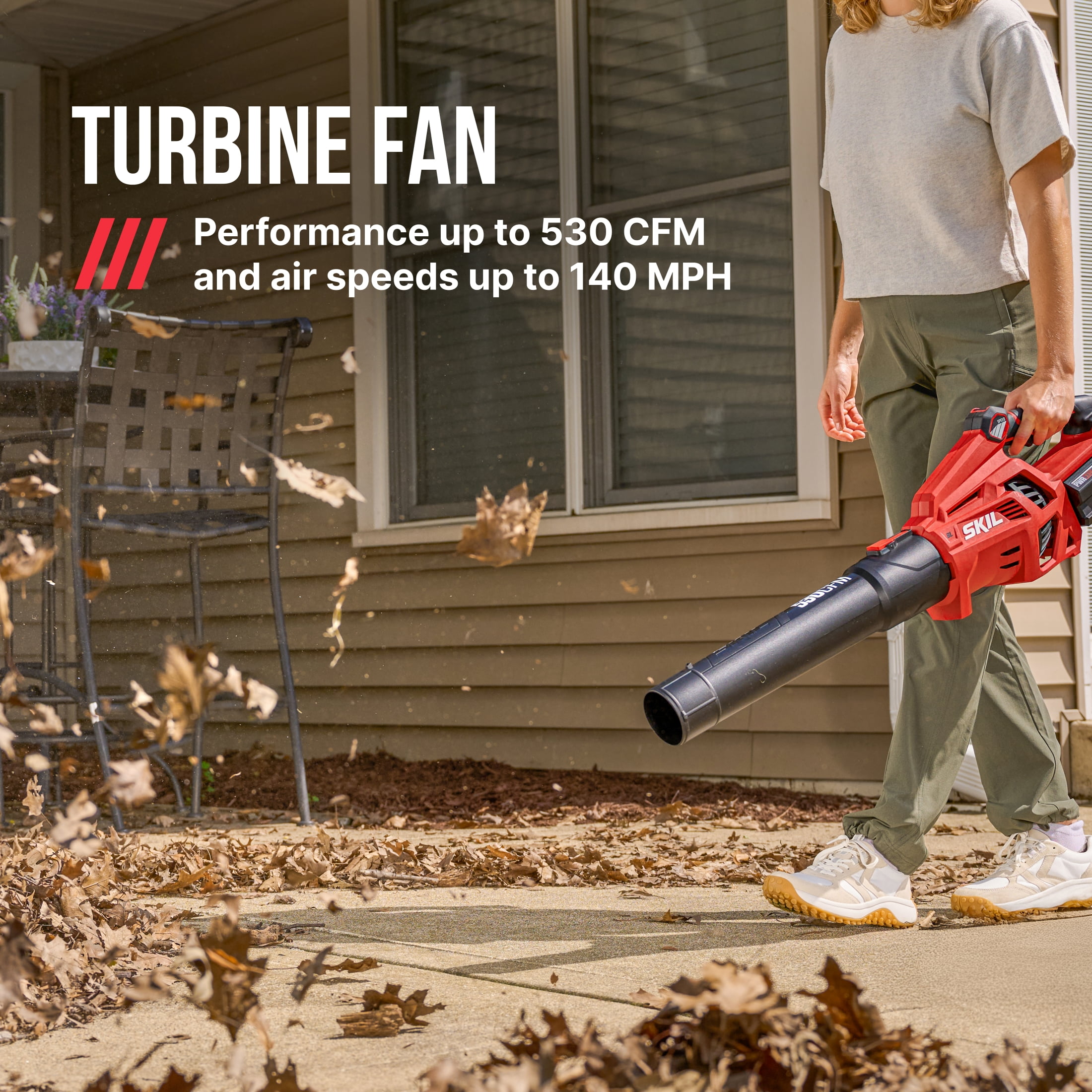 SKIL PWR CORE 40V Brushless 530 CFM 140 MPH Leaf Blower Kit with 4.0Ah Battery and Charger, BL4713C-13
