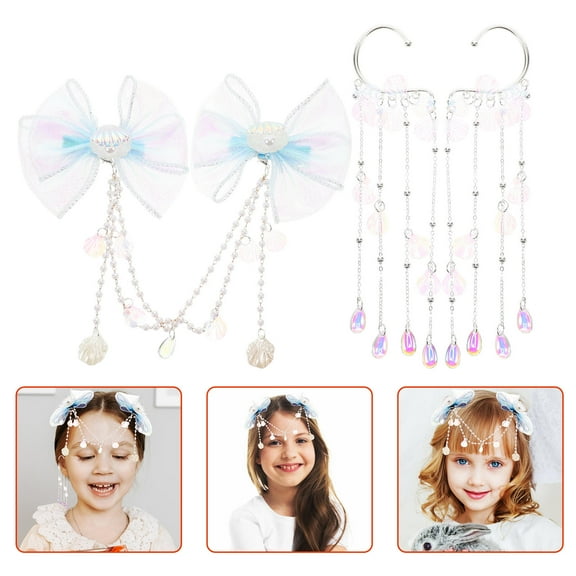 Homoyoyo Mermaid Hair Accessories Set with Cute Alloy Hair Bows for Festivals, Parties, and Special Occasions