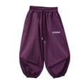 thumbnail image 5 of Bovxnpu Unisex Girls Casual Athletic Pants Kids Girls High Waist Drawstring Jogger Wide Leg Pants Bottoms, 5 of 7
