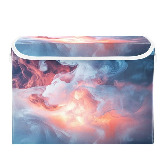 Storage Box With Lid 16.5x12.6x11.8In Foldable Stacked Household Storage Box White Smoke