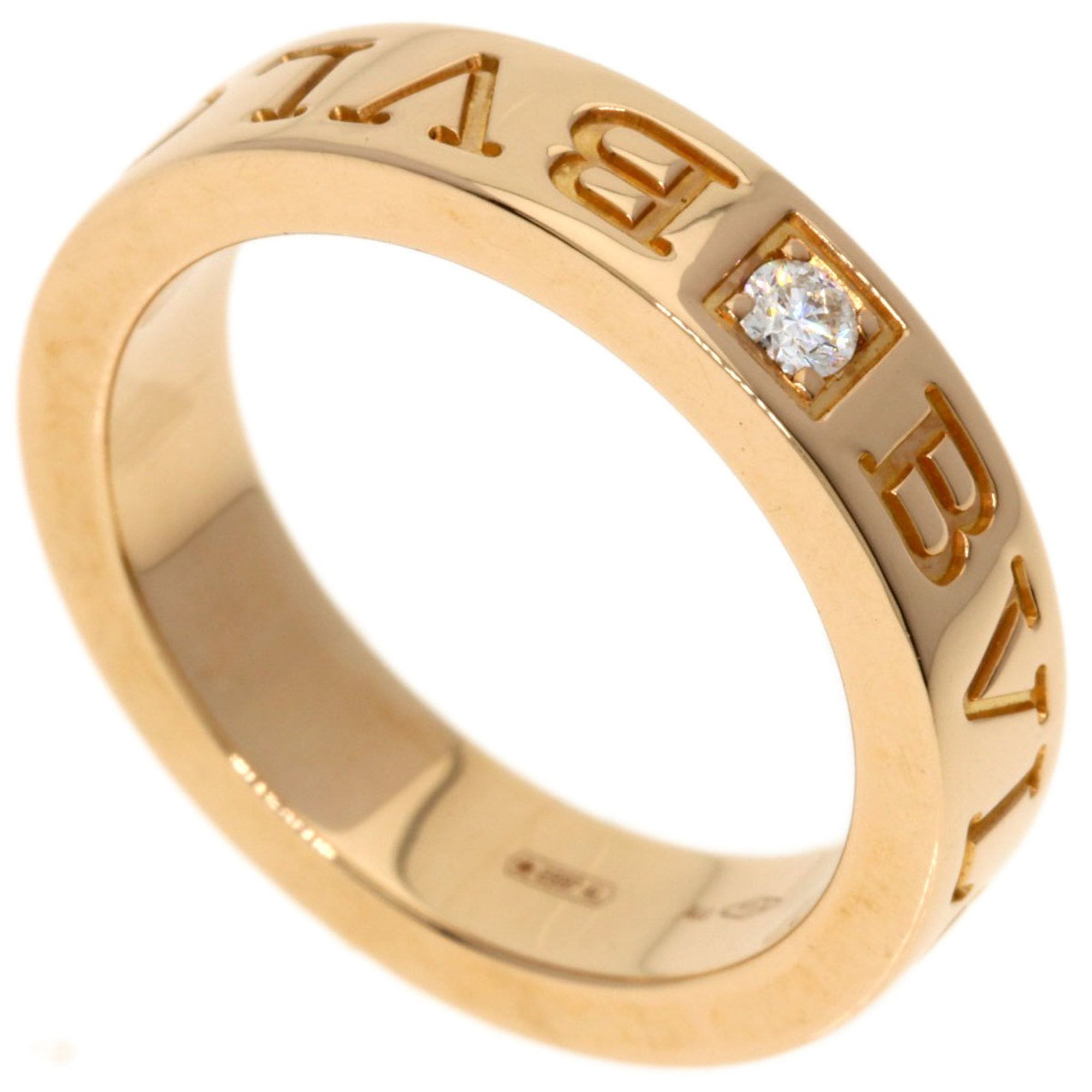 Pre-Owned BVLGARI Double Logo 1P Diamond Ring in 18K Pink Gold for Women (Good)