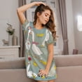 thumbnail image 3 of Naloa Cute Farm Birds Print Women Nightgowns,Womens Loungewear,Short Sleeve Sleepwear,Comfy Ladies Nightdress, 3 of 6