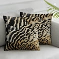 thumbnail image 3 of Torino Cowhide Throw Pillows with Poly Insert | Scotland Accent Pillows Handcrafted from Cow Hide, Chocolate &amp; Gold, 3 of 7