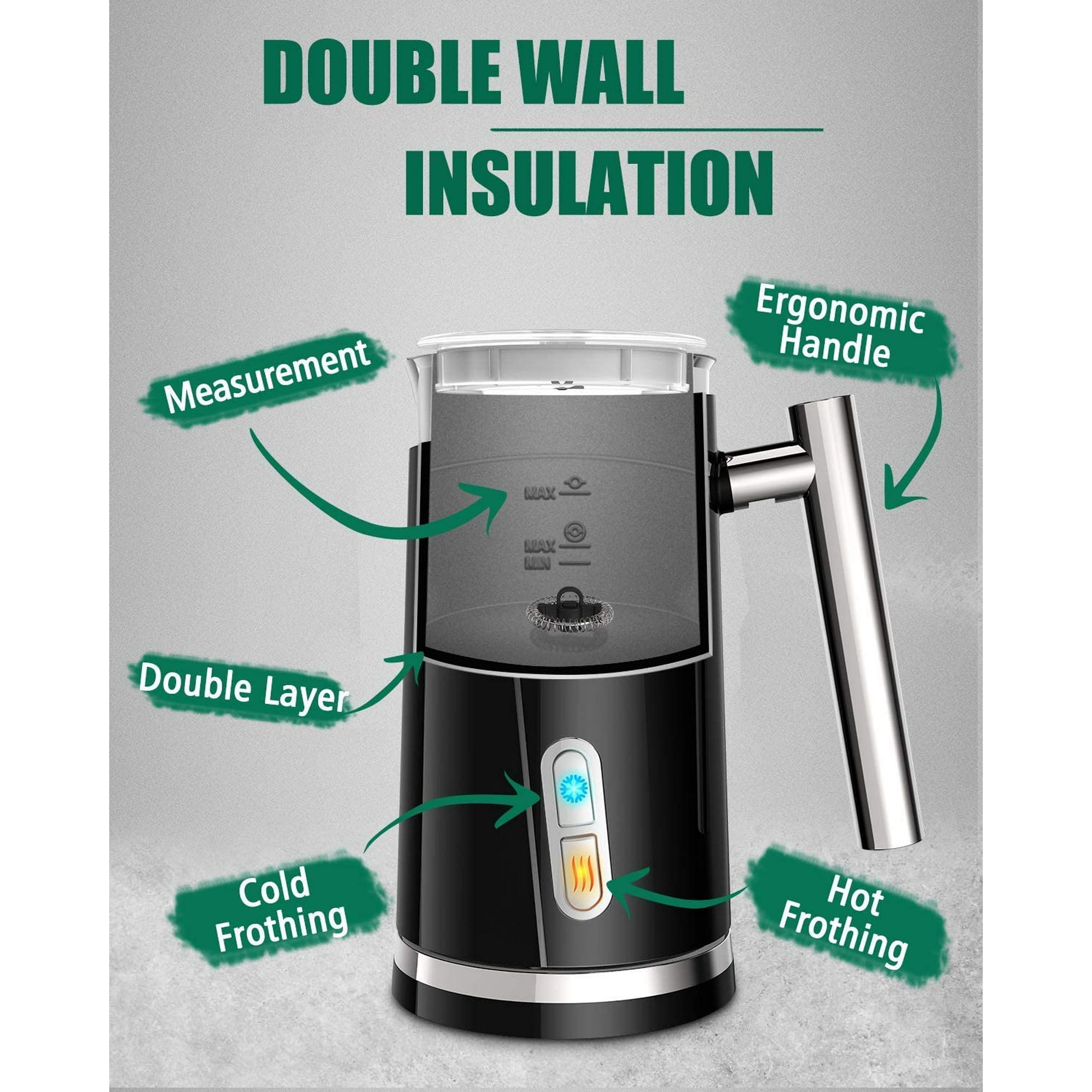 Huogary Milk Frother, Milk Steamer for Milk Foam Hot