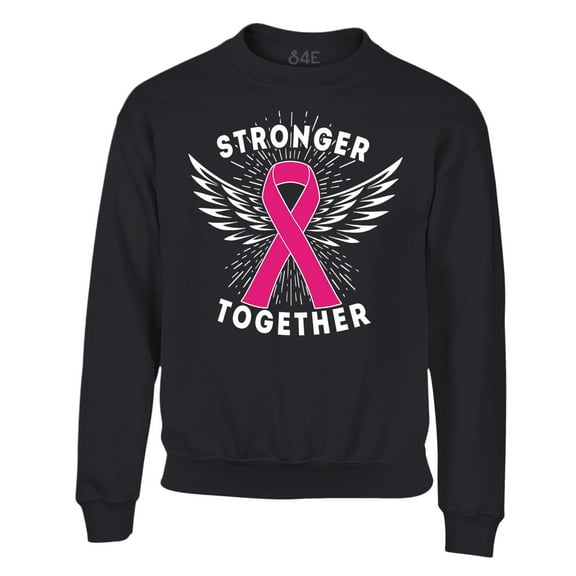 S4E Men's Stronger Together Breast Cancer Crewneck Sweatshirt XXX-Large Black