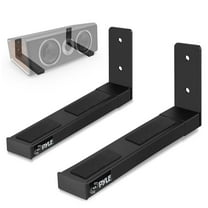 Pyle Speaker Wall Mount, Pair of Speaker Stands, Large or Small Speakers, 110 Lbs. Capacity, Black