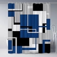 thumbnail image 2 of Blue Shower Curtain Black White Gray Geometric Abstract Mid Century Modern Minimalist Fashion Home Fabric Bathroom Decor Set Include Hooks 72Wx72H Inch, 2 of 6