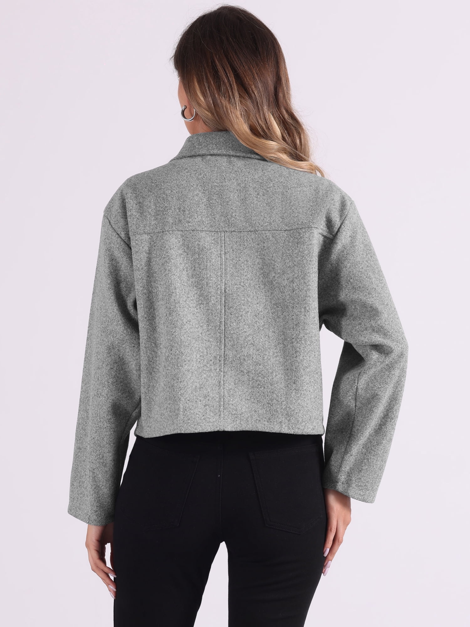DARING DIVA Cropped Zip Up Fashion Crop Jacket Top XL Gray