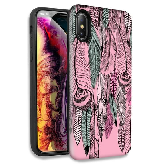 Mundaze Wild Feathers Double Layer Hybrid Case Cover For Apple iPhone XR