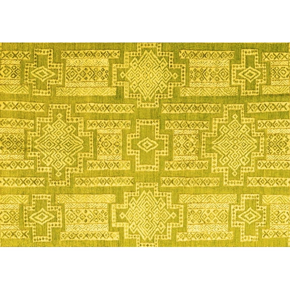 Ahgly Company Indoor Rectangle Abstract Yellow Modern Area Rugs, 2' x 4'