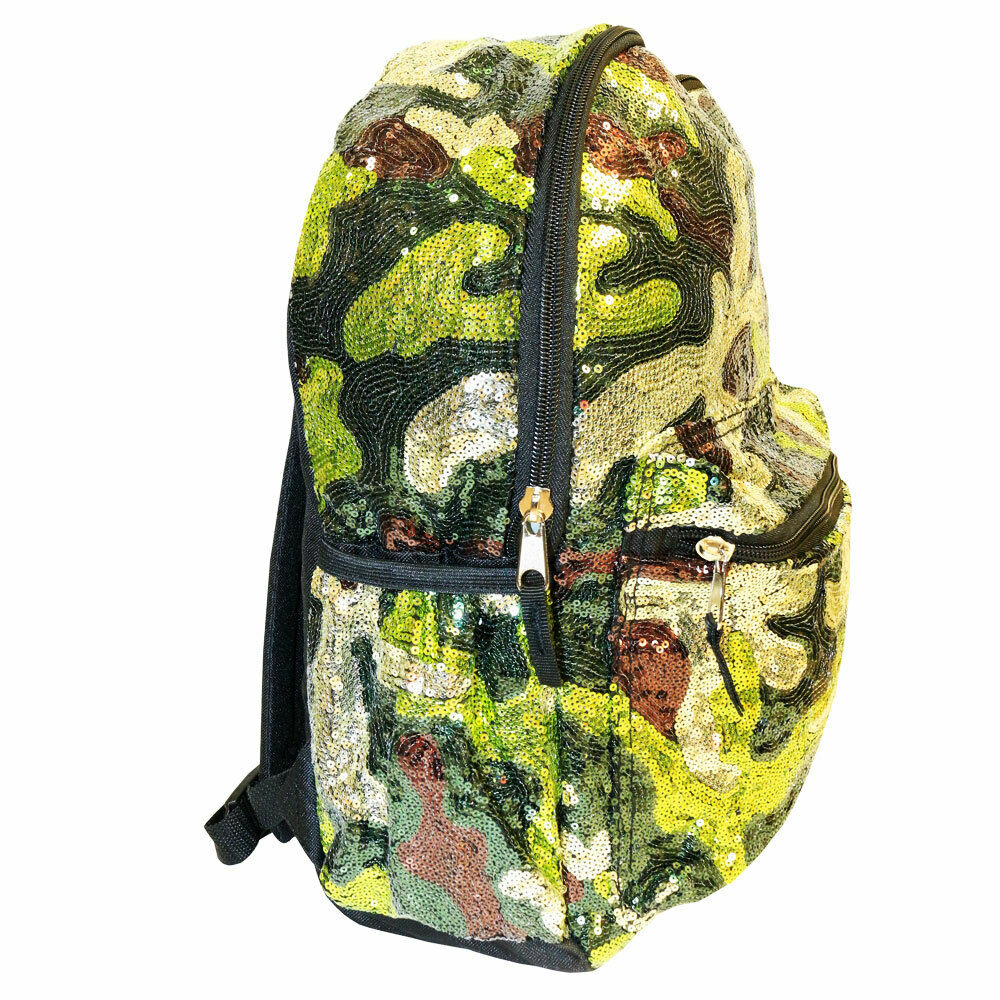 Camo Sequin Backpack Deluxe School Bag or Travel Backpack 16 inches - image 3 of 8