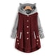 thumbnail image 1 of ICHUANYI Clearance Women Button Coat Patchworl Tops Hooded Pullover Loose Sweater Blouse Plus Size(Wine, S) ICHUANYI WER2023081107039, 1 of 6