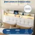 thumbnail image 4 of Yeshouse Estructura de cama con cabecero y 2 cajones de almacenamiento, estructura tapizada con luz LED, cama moderna y suave con toma de carga y USB, tejido de felpa suave, silenciosa, 4 of 9
