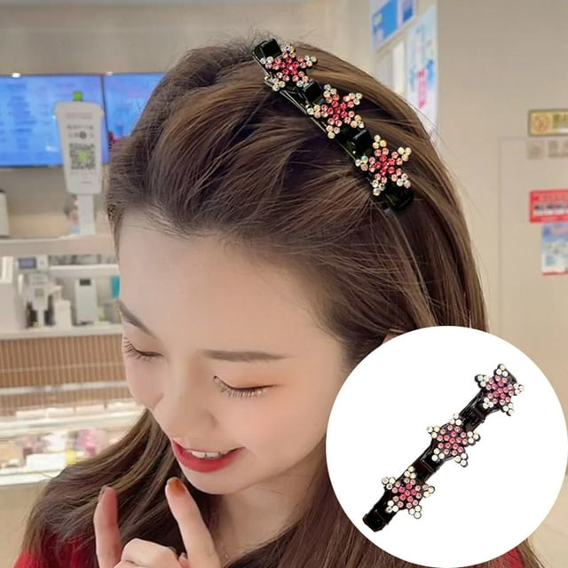 Xihbxyly Juego de Pinzas para El Cabello, Elegante Horquilla con Diseño de Cuatro Hojas, Accesorio con Brillantes Detalles de Diamantes de Imitación, Fácil de Peinar para Cabello Desordenado, Ideal p