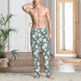 thumbnail image 5 of Uemuo Flower Pattern Men's Wide Leg Palazzo Lounge Pants with Pockets Light Weight Loose Comfy Casual Pajama Pants-Small, 5 of 9