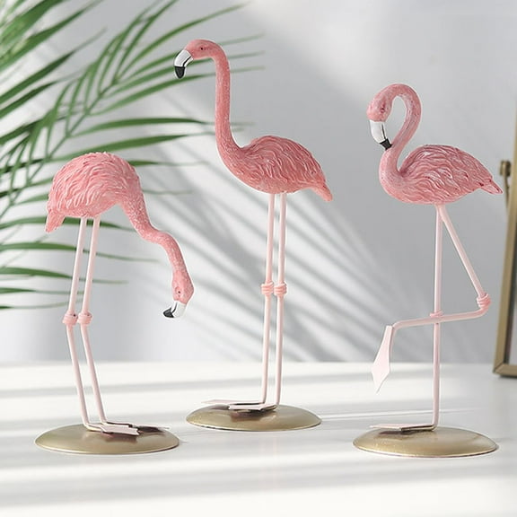 HOMEMAXS Flamingo Statue Decor Made of Resin for Indoor Decor Assorted Color Lightweight and 3 Pieces