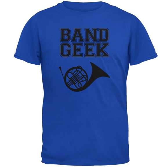 Band Geek French Horn Mens Soft T Shirt Royal SM