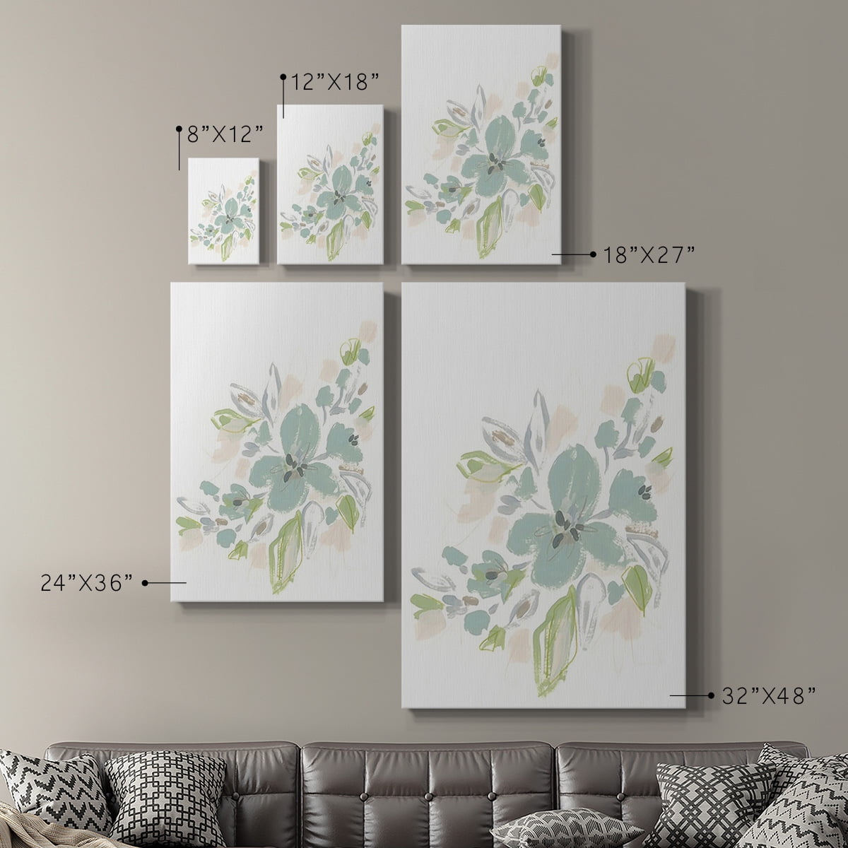 Seafoam Petals II Premium Gallery Wrapped Canvas - Ready to Hang