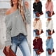 thumbnail image 2 of Suéter holgado de color liso con cuello redondo para mujer, otoño e invierno, para mujer, 2 of 6