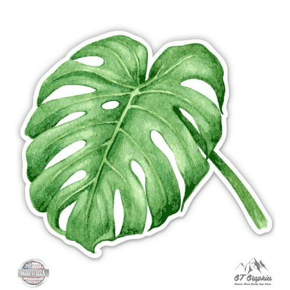 Tropical Monstera Leaf - 3" Vinyl Sticker - For Car Laptop I-Pad Phone Helmet Hard Hat - Waterproof Decal