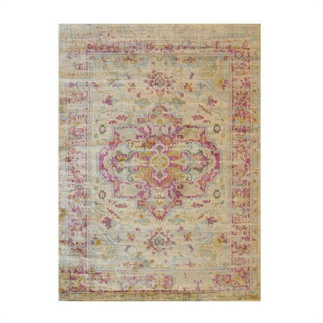 EORC Eastern Rugs FL72IV5X7 5 ft. 3 in. x 7 ft. 3 in. Ivory Bohemian Abstract Capella Rug