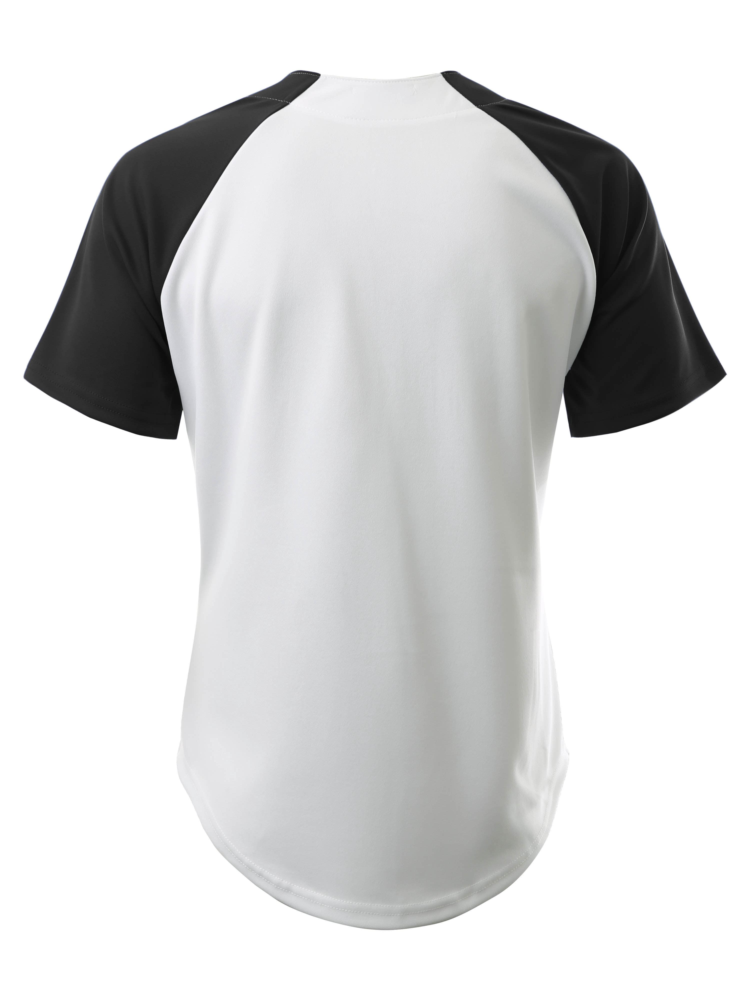 Ma Croix Men's Hip Hop Baseball Tee Button Down Street Inspired Sport Fit Two Tone Raglan Jersey