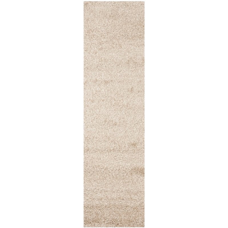 SAFAVIEH Santa Monica Chelsey Solid Shag Runner Rug, Beige, 2'3" x 7'