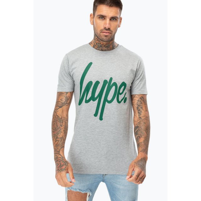 Hype - Camiseta Escritura para Hombre (Gris, Bosque)