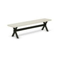 thumbnail image 2 of East West Furniture X-Style 15x72" Wood Dining Bench in Black/Linen White, 2 of 4