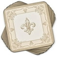 thumbnail image 1 of Pimpernel FDC-Fleur de LYS Coasters - Set of 6 (4” x 4”), Cork Backing, Elegant Fleur de LYS Design, Easy to Clean, Stylish Coasters for Dining, Kitchen, & Table Use - Heat & Stain Resistant, 1 of 7