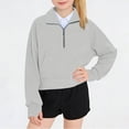 thumbnail image 2 of TGSLY Half Zip Sweatshirt for Girls Lightweight Stand Collar Solid Color Athletic Pullovers Loose Casual Long Sleeve Fall Tops with Pocket 9 Years, 2 of 9