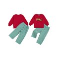 thumbnail image 2 of RUINIXCW Toddler Baby Boy Christmas Outfit Kids Baby Boy Fall Winter Clothes Excavator Tree Embroidery Long Sleeve Pullover Sweatshirt and Plaid Pants 2 Pcs Set, 2 of 9