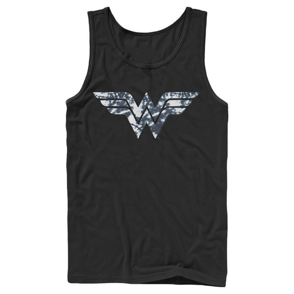 Men's Justice League Blue Tie Dye Logo Tank Top Black Small