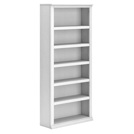 BenJara 75 in. Adjustable Shelves Whitewashed Finish Freestanding Bookcase, White